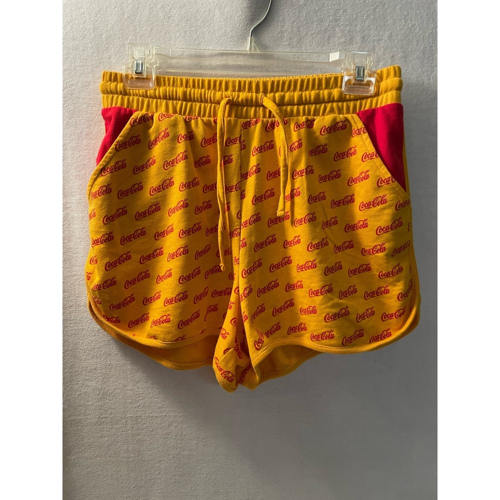 Coca-Cola short shorts with pockets drawstring vintage orange & red